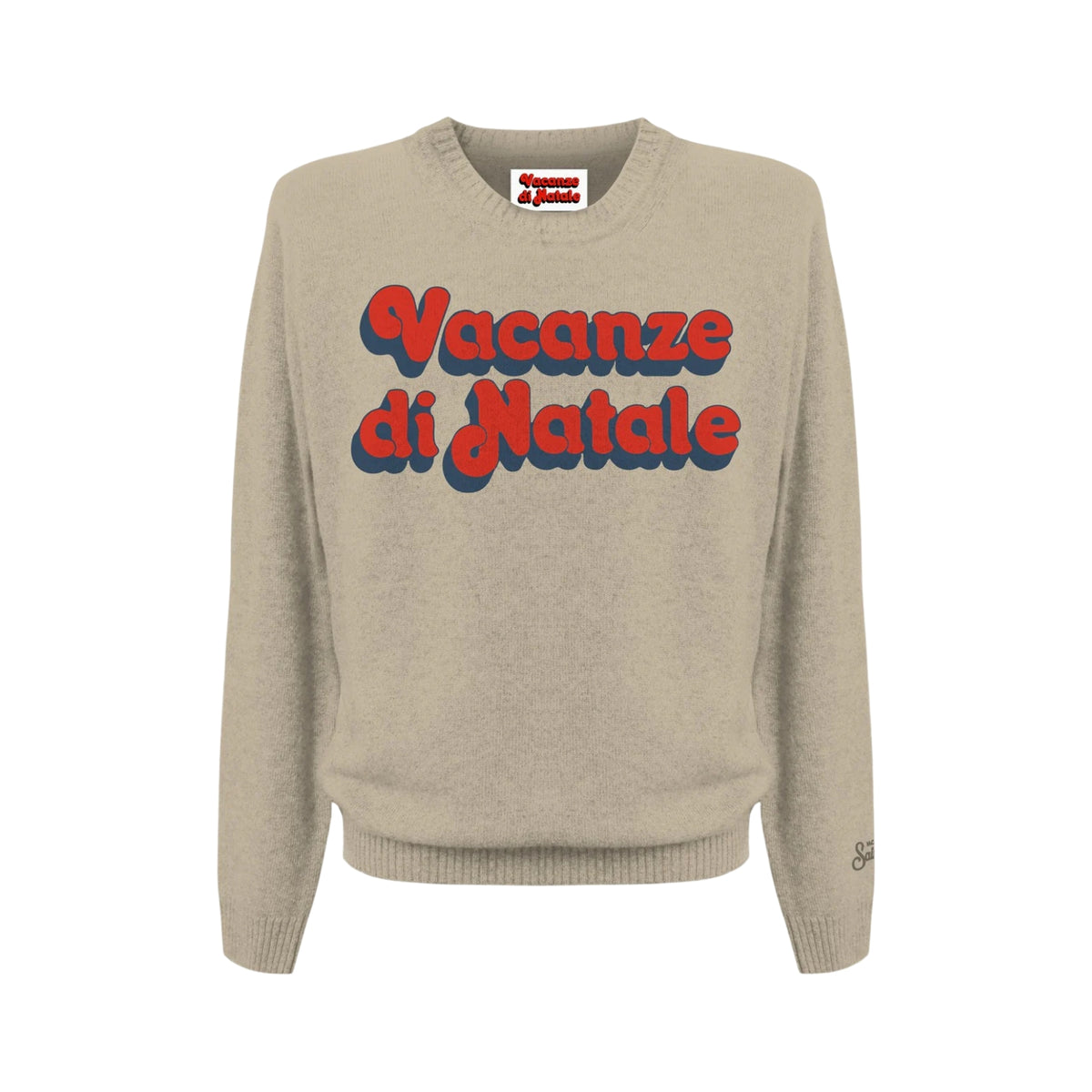 Maglione girocollo con stampa Vacanze di Natale - Beige