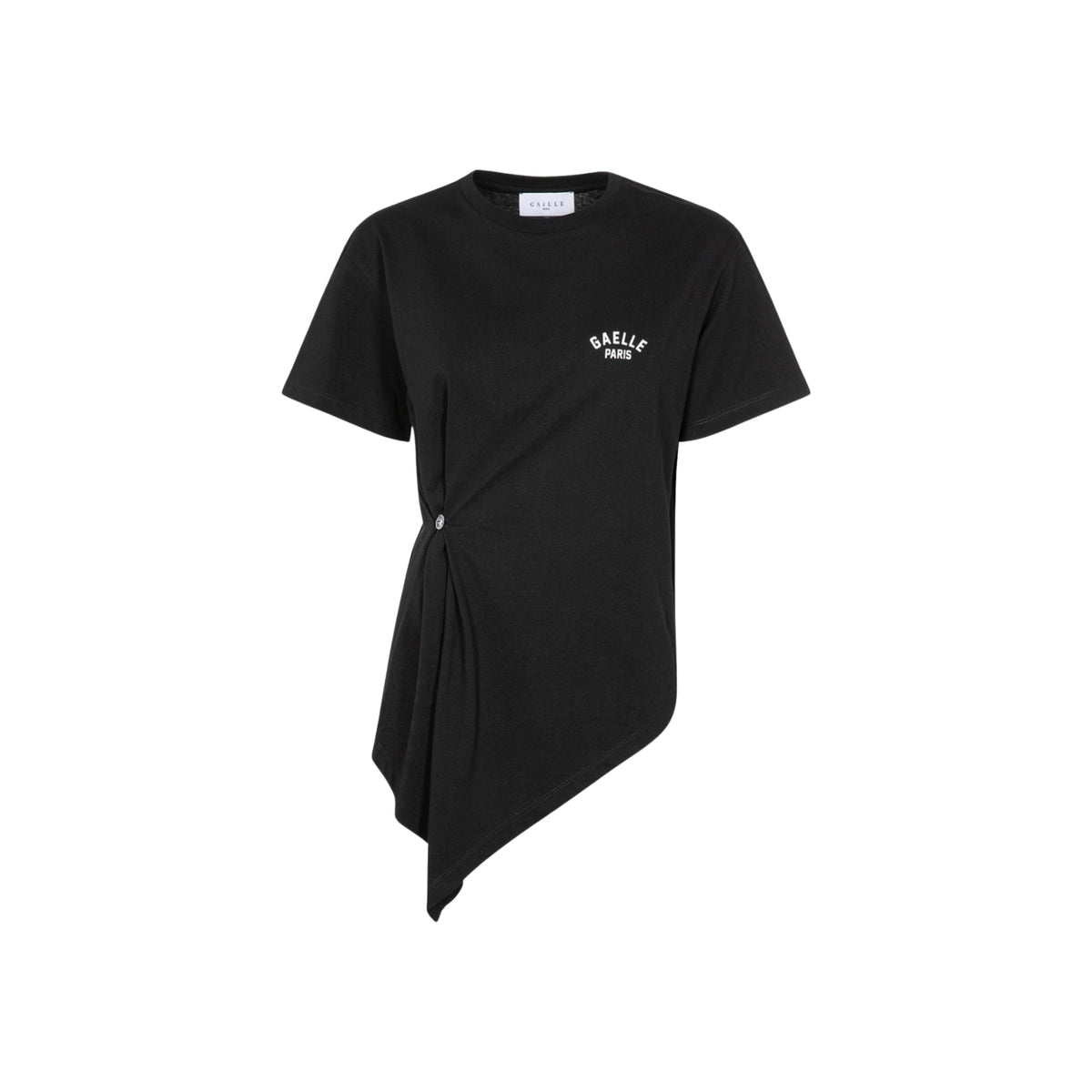 T-shirt paricollo con dettaglio sul davanti - Nero