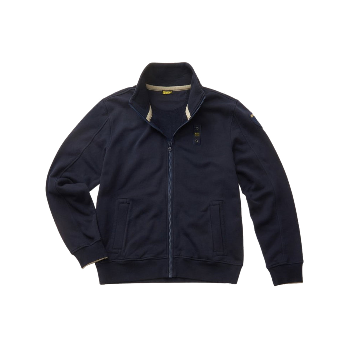 Felpa con zip e fettuccia sul collo - Blu