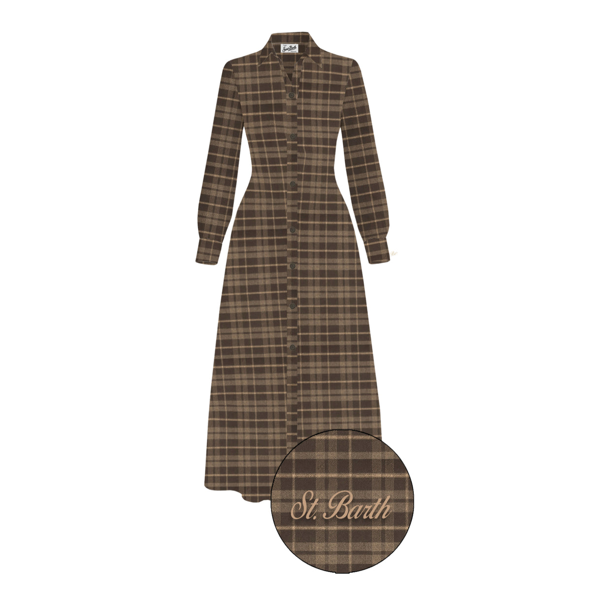 Chemisier lungo Alys in flanella con motivo tartan