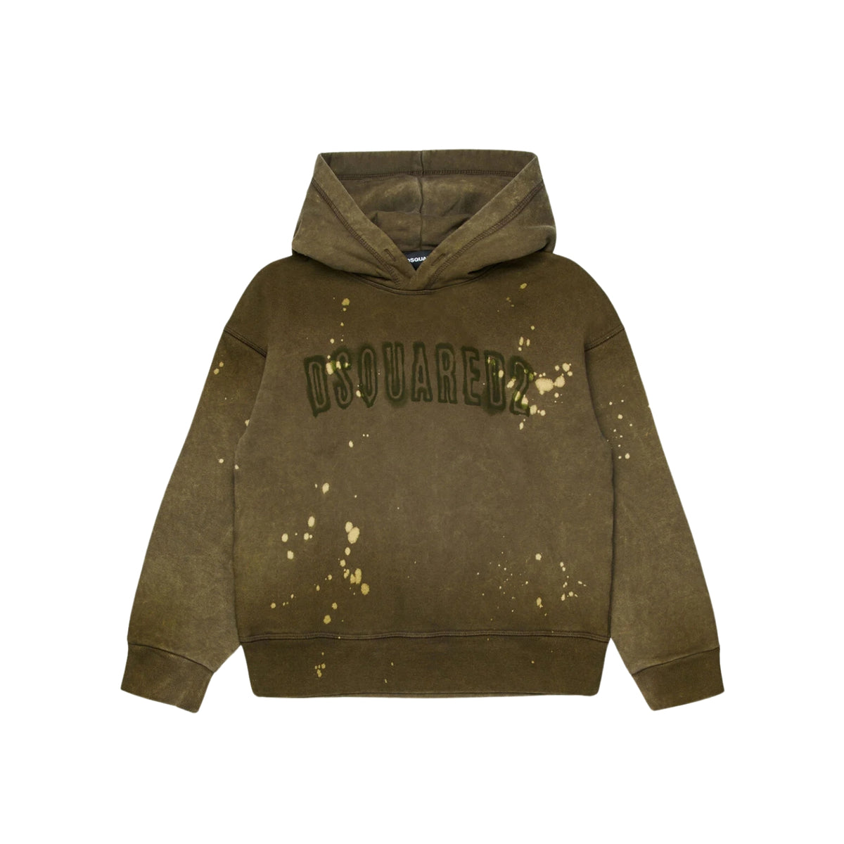 Felpa loose con cappuccio effetto sbiadito - Verde