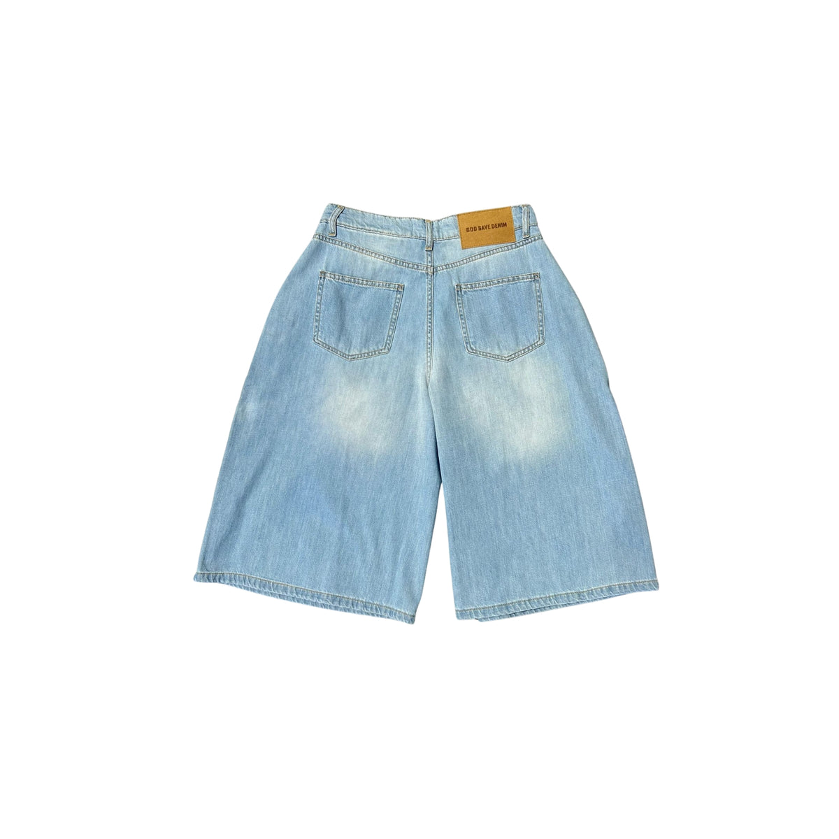 Bermuda in denim delavé vita alta - Denim