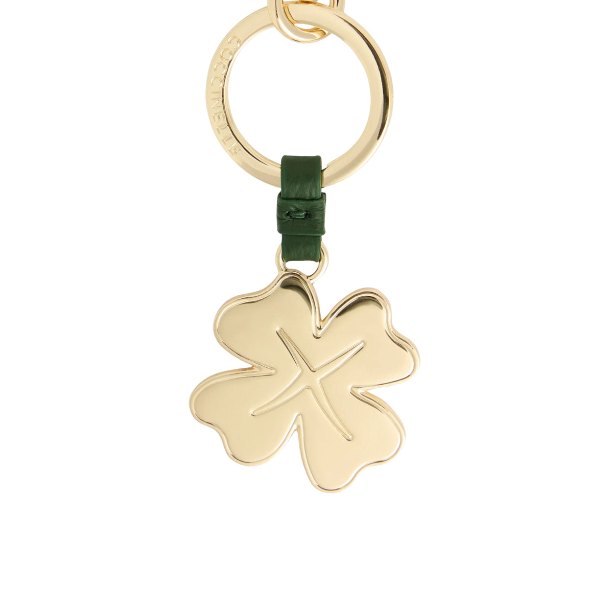 Portachiavi Quadrifoglio in pelle e metallo - Verde