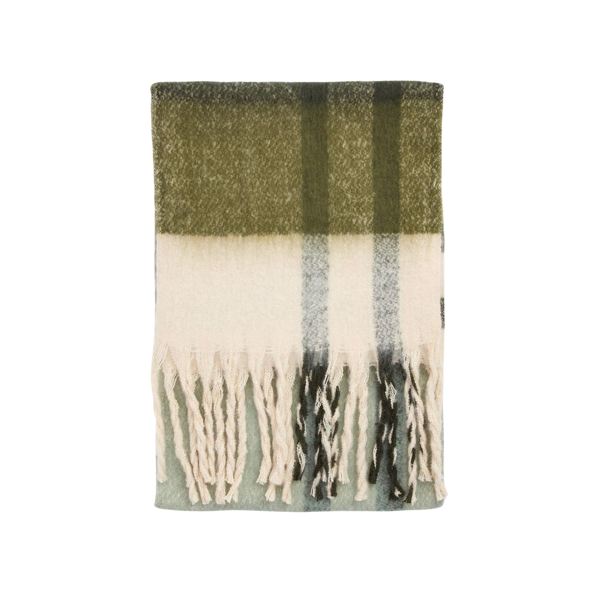 Sciarpa Isla in boucle con nappe XL - Verde
