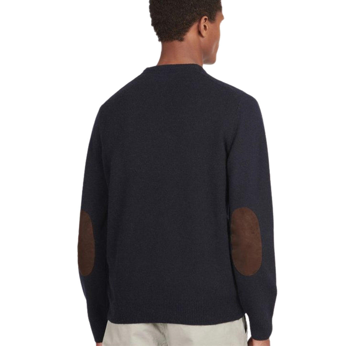 Maglione con toppe in pelle sui gomiti - Blu