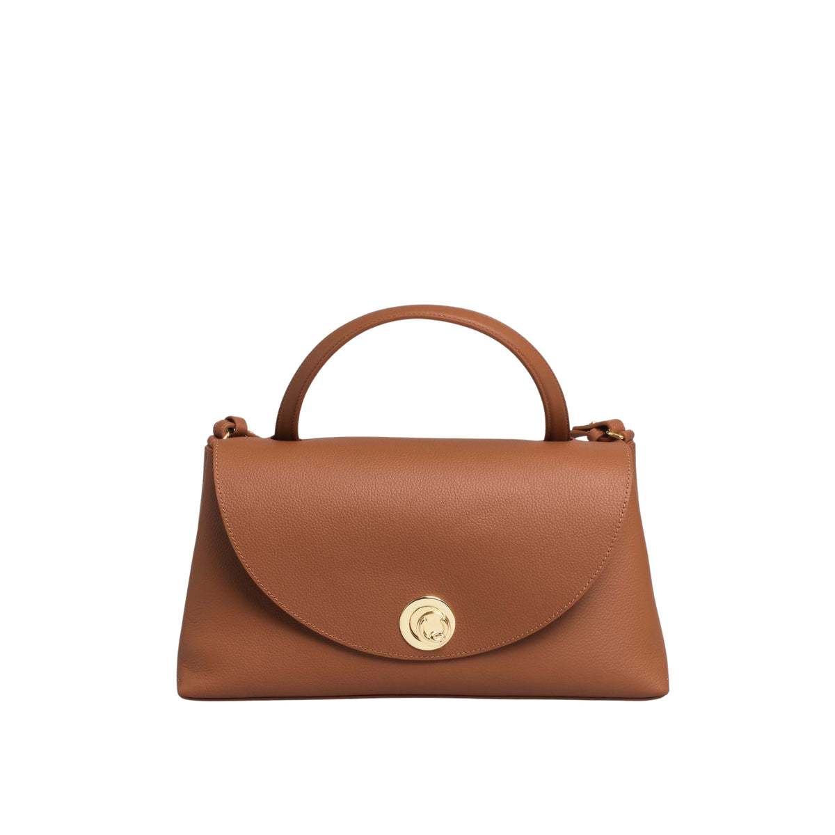 Borsa Nikla Medium con patta e girello - Cognac