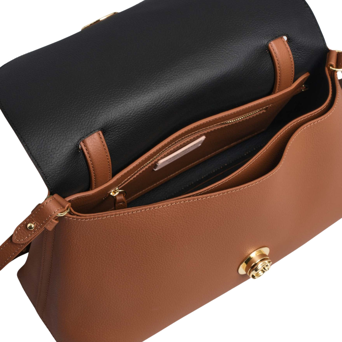 Borsa Nikla Medium con patta e girello - Cognac