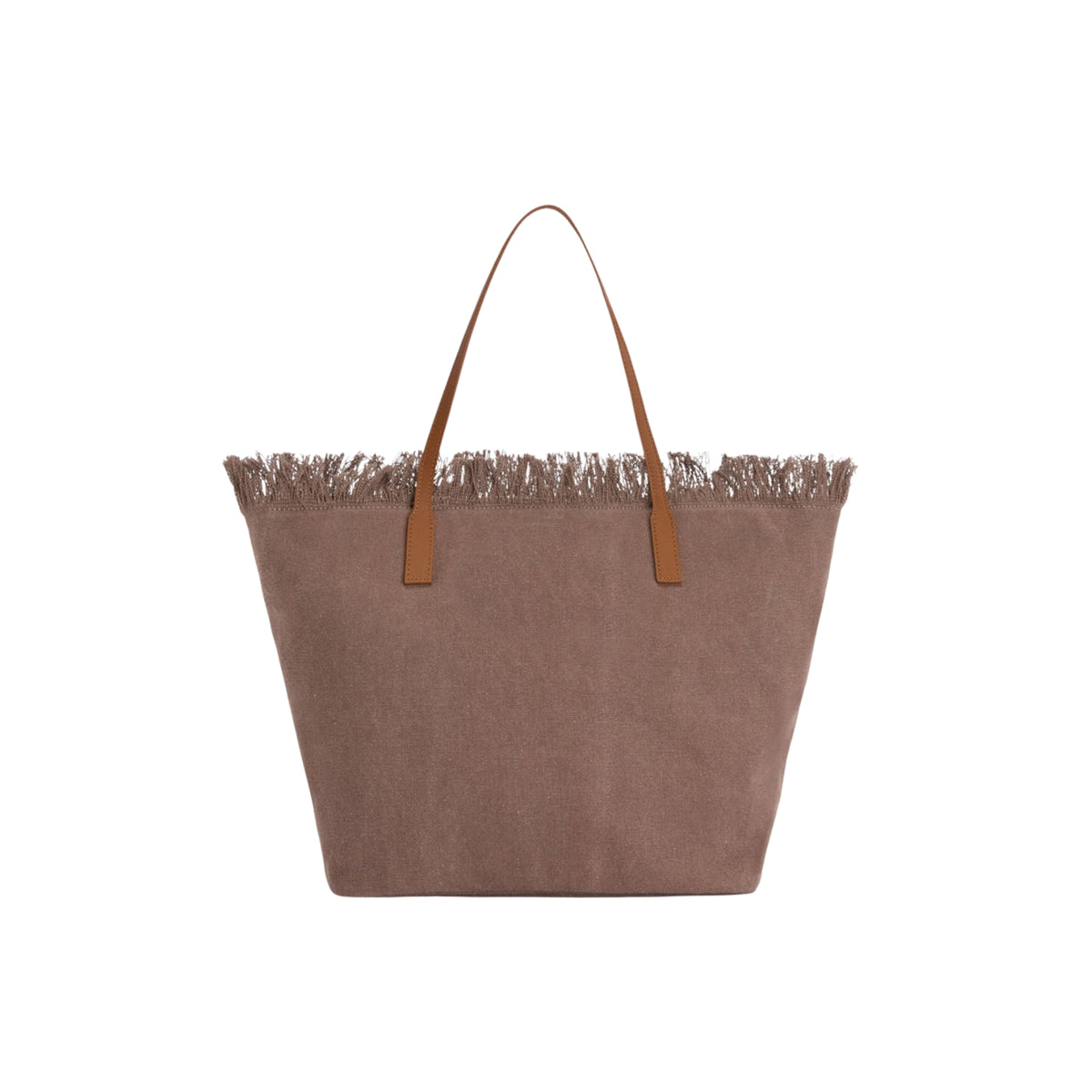 Borsa City con frange e righe - Marrone