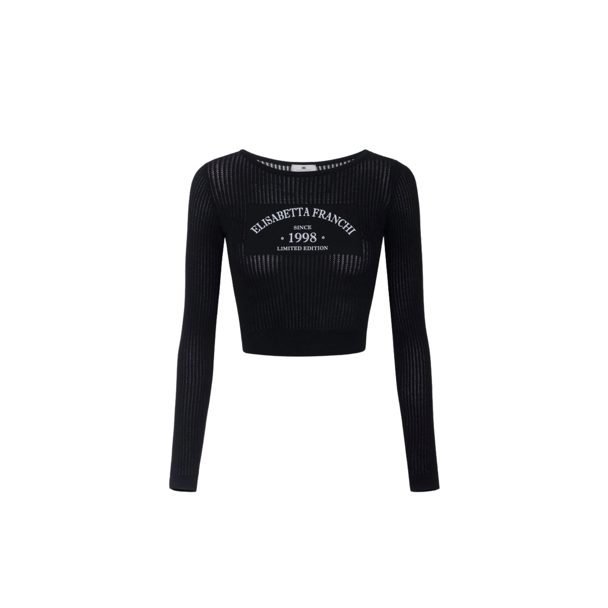 Top con scollo ampio e stampa logo - Nero