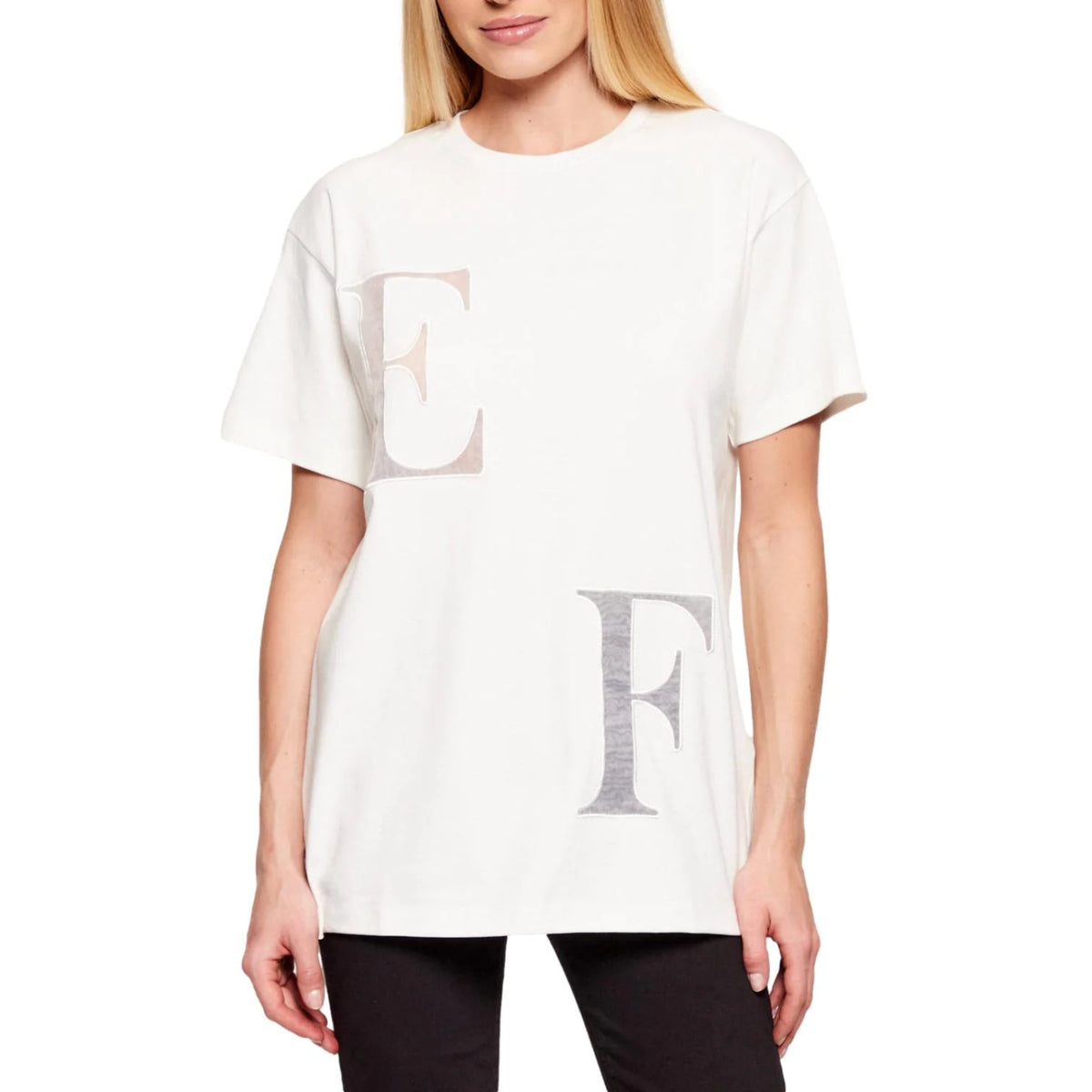 T-shirt girocollo relaxed fit con lettering - Gesso