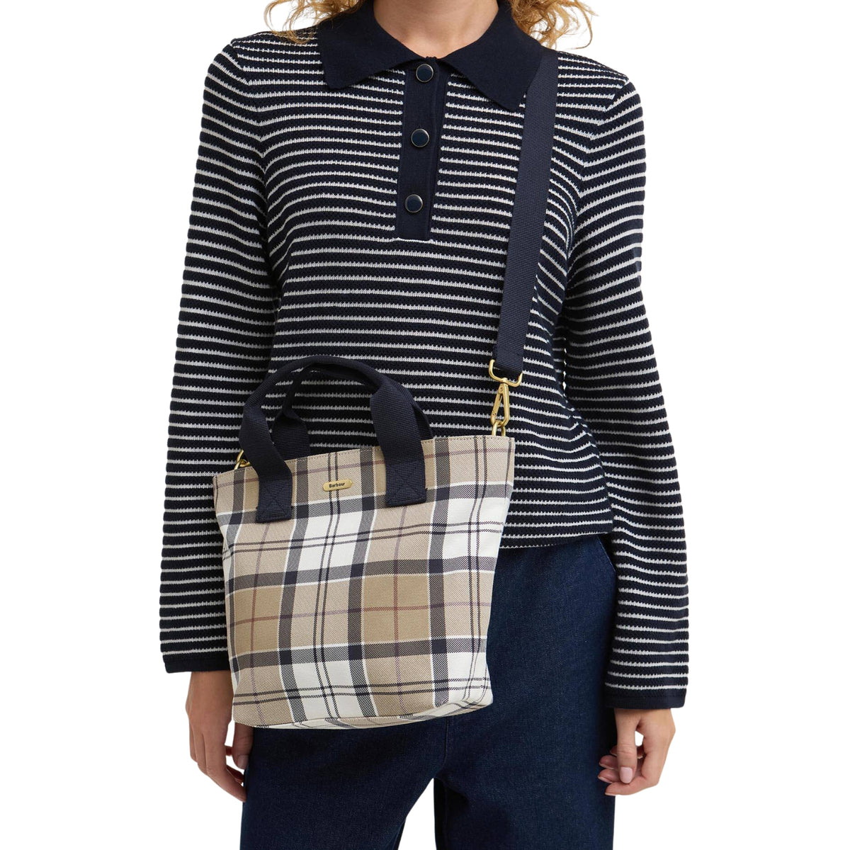 Borsa tote Maisy in tartan - Beige