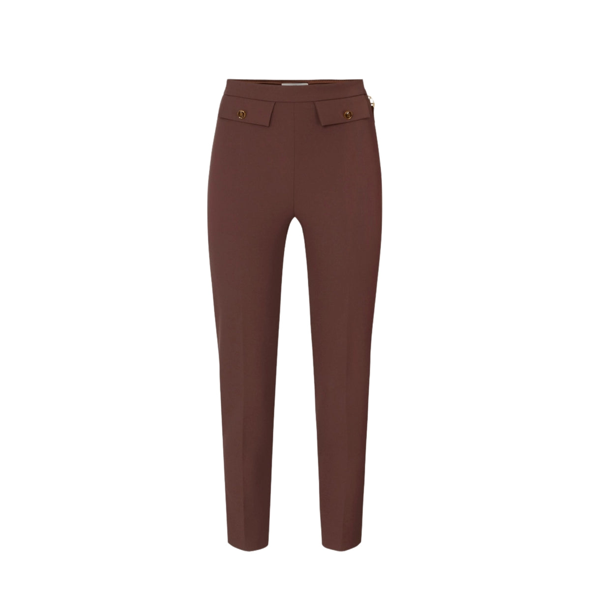 Pantalone slim fit con patte in doppio crêpe - Caffè