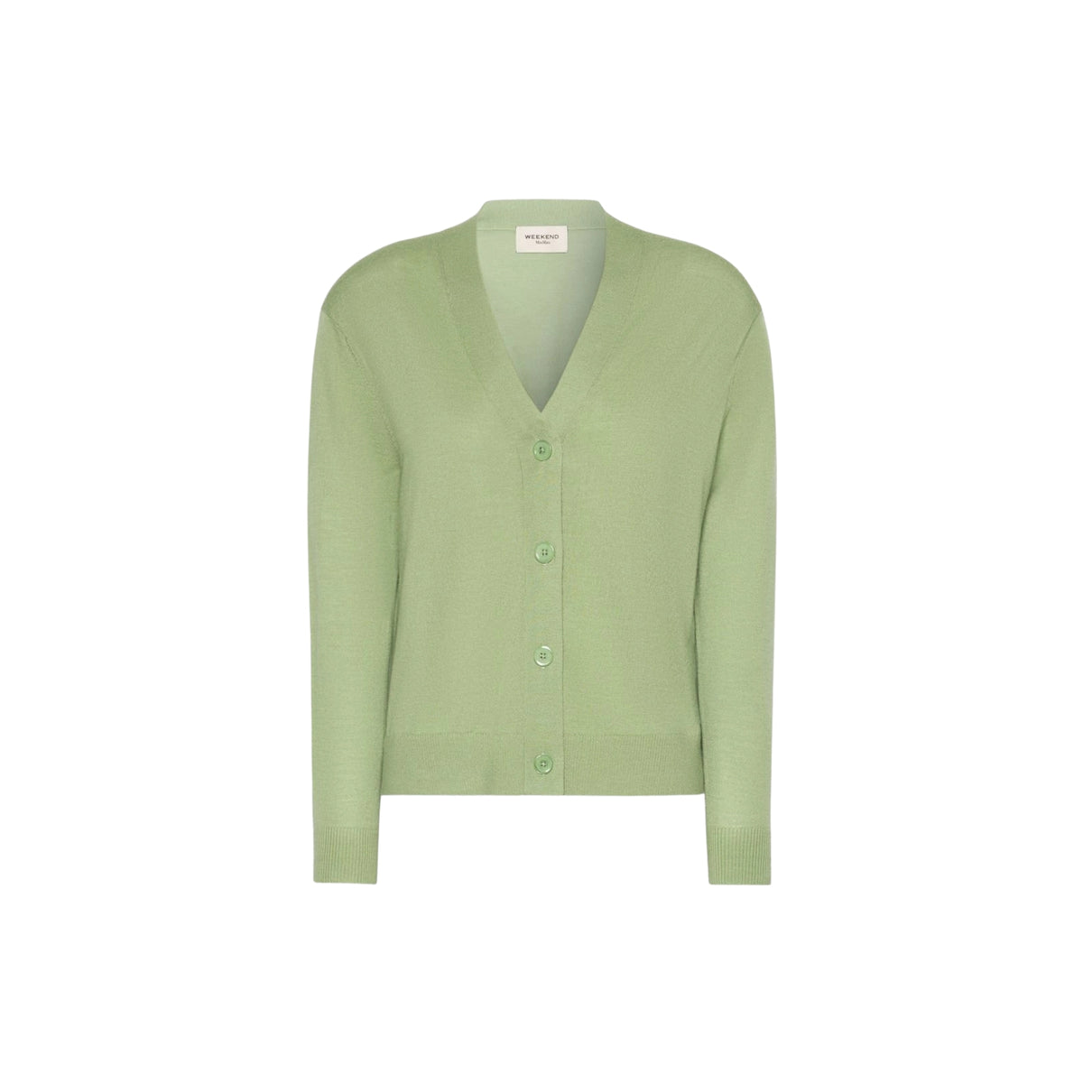 Cardigan classico in lana seta e cachemire - Pistacchio