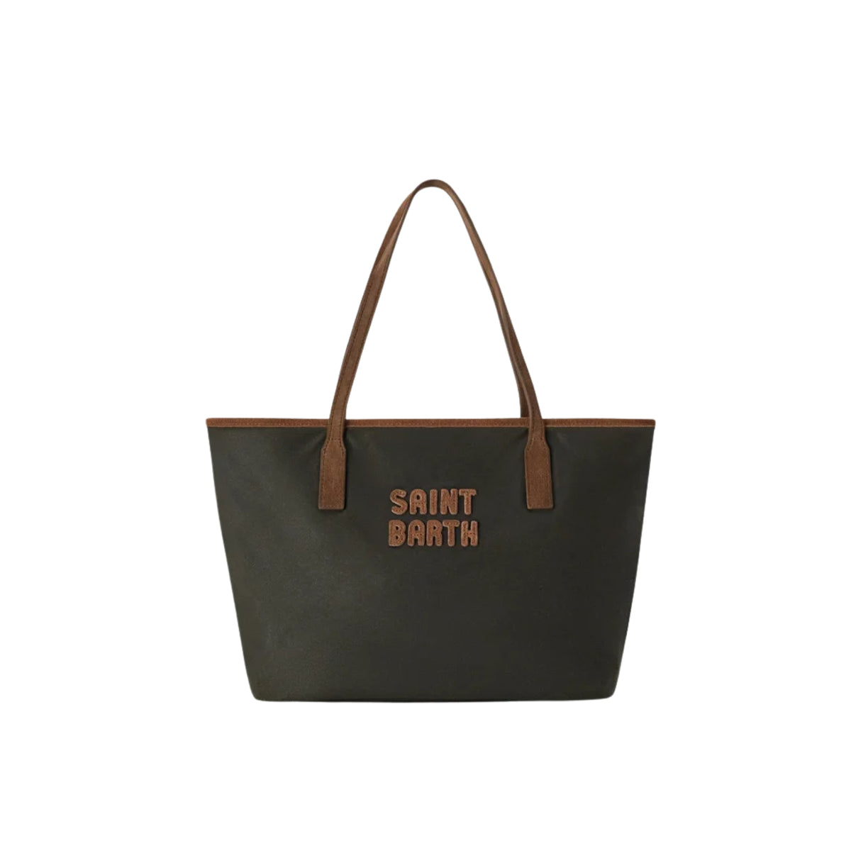 Borsa Medium City in tessuto cerato con ricamo logo - VERDE