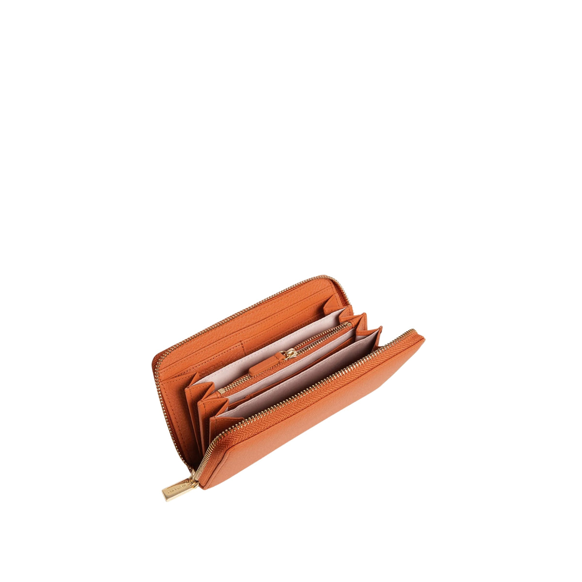 Portafoglio con zip linea Metallic - Cuoio