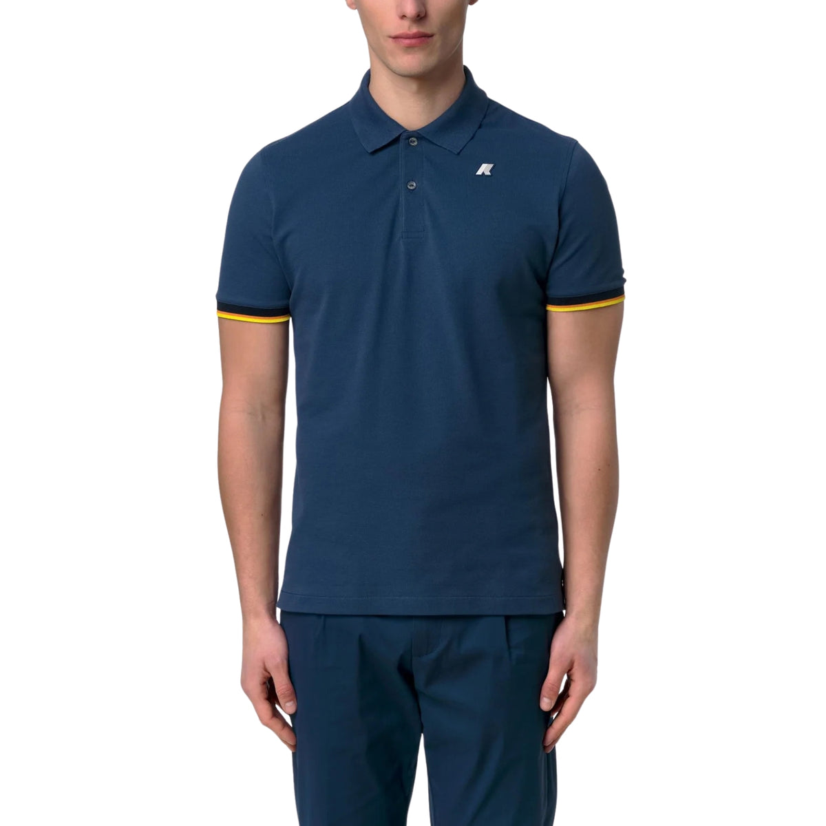Polo Vincent in piquet di cotone stretch - Blu