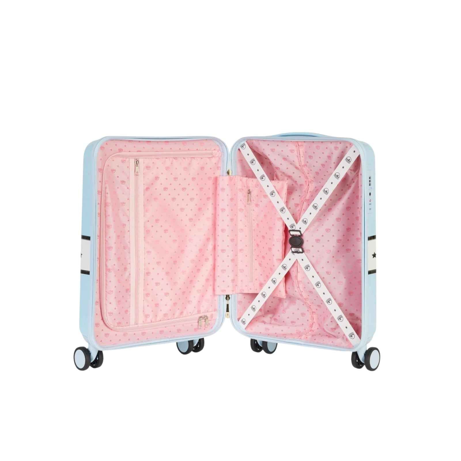 Trolley rosa con banda Maxi Logomania - CELESTE