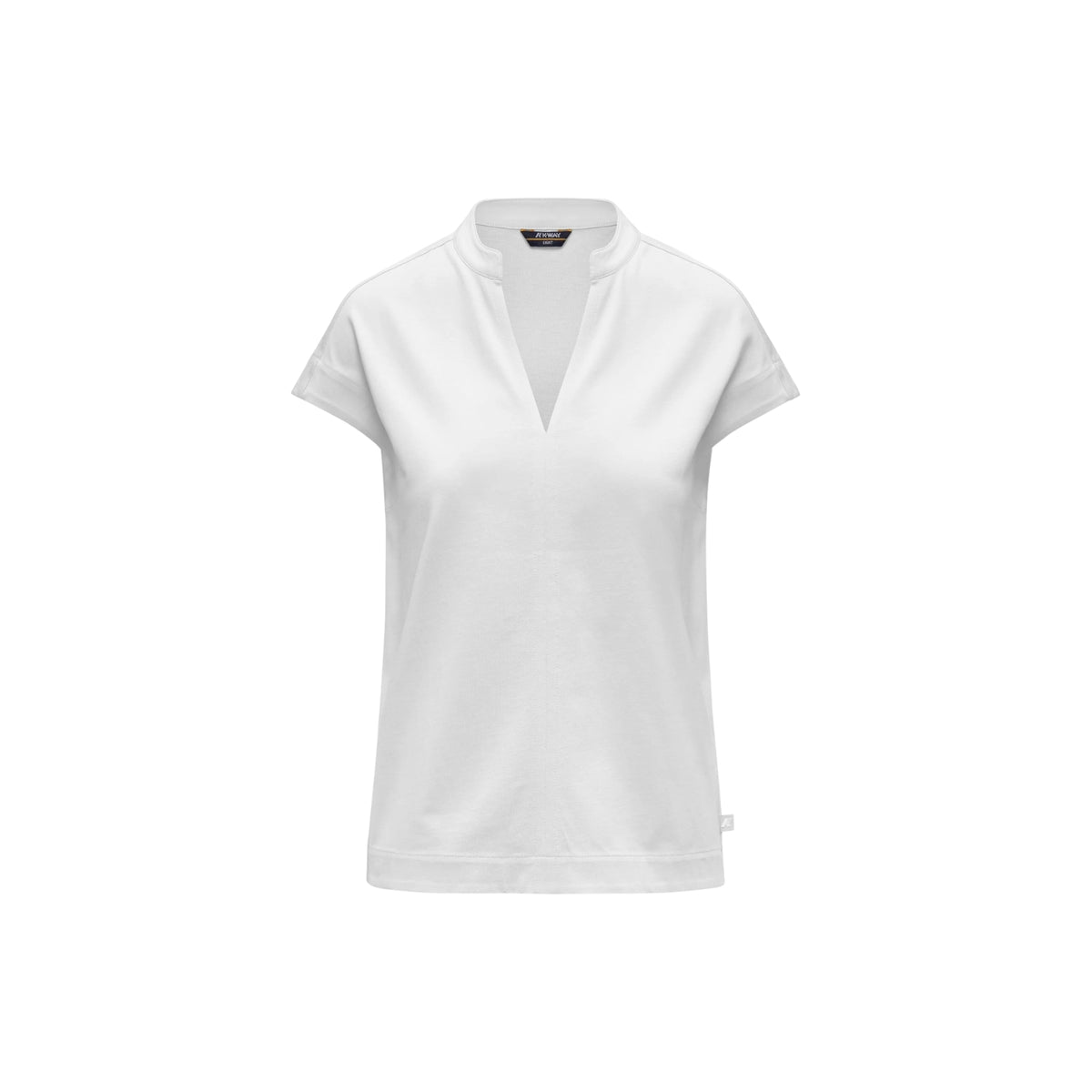 T-shirt Isele scollo a V colletto coreana - Bianco