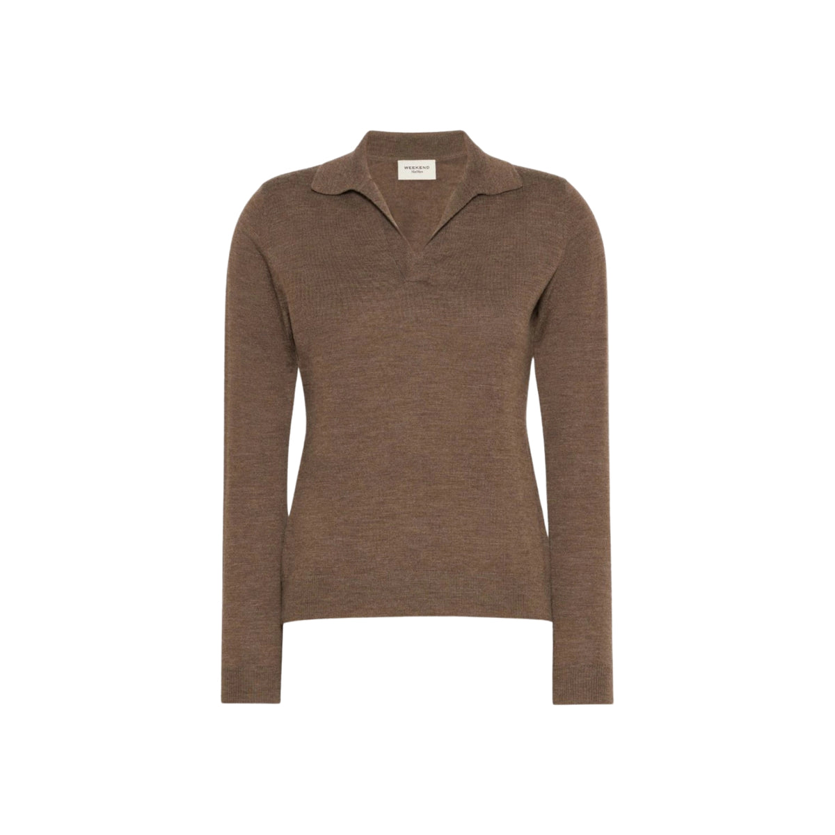 Maglia in lana e cachemire con colletto polo - Marrone