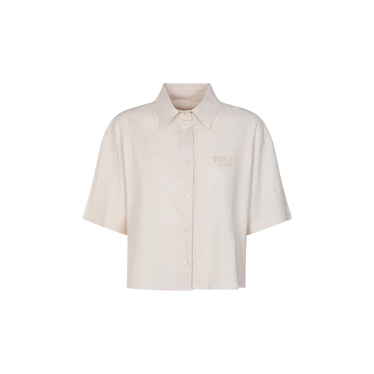 Camicia cropped in misto lino - Avorio