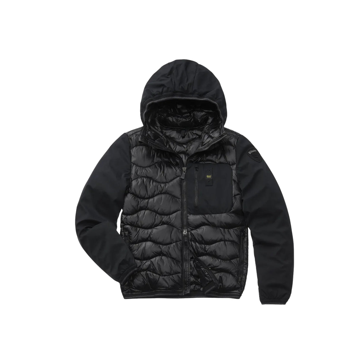 Piumino da uomo monocromatico in nylon - Nero