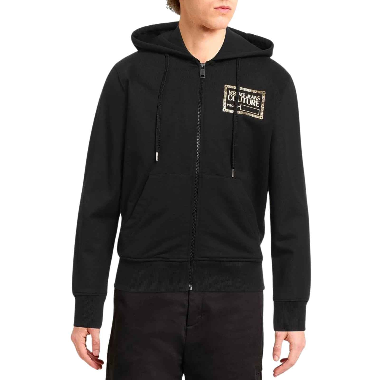 Felpa zip con logo argento