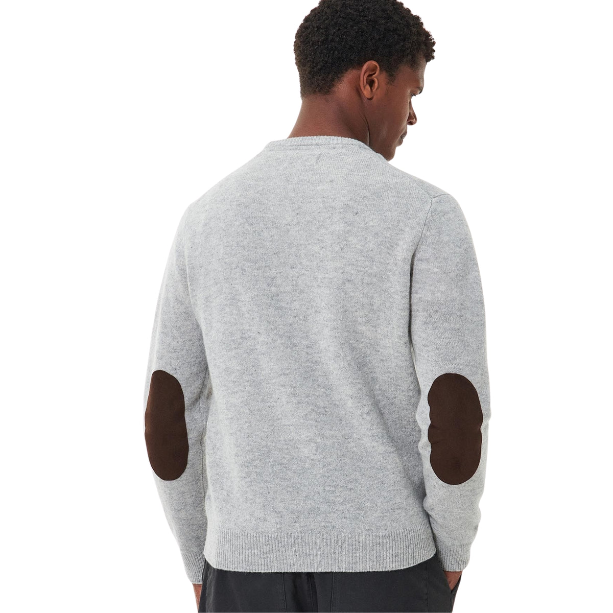Maglione con toppe in pelle sui gomiti - Grigio