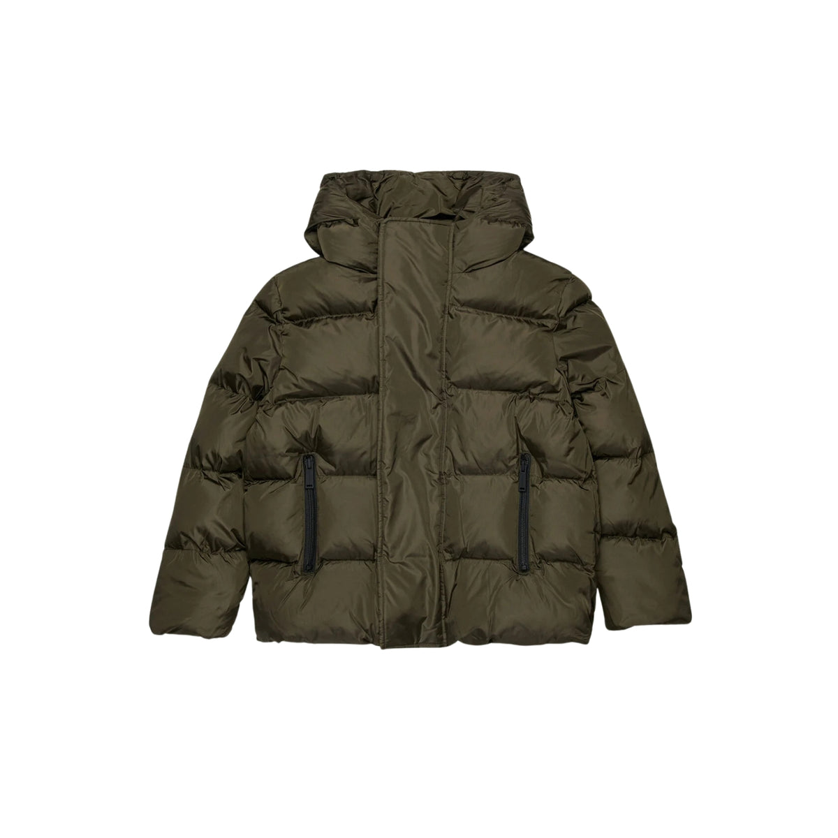 Piumino in nylon lucido con stampa logo - Verde