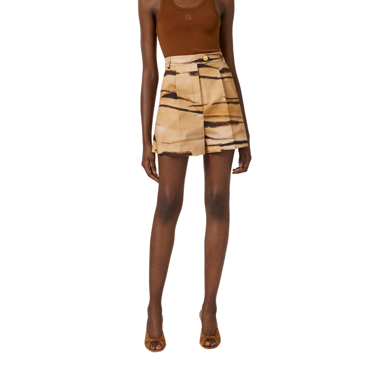Shorts safari stampa tigre - Cammello