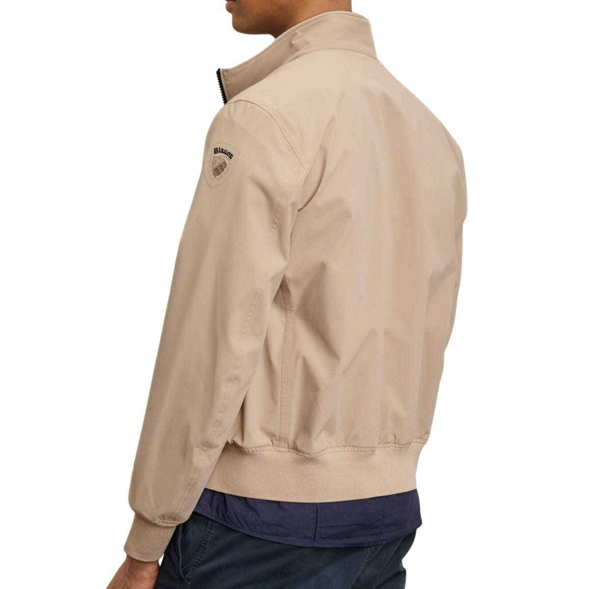 Bomber in neoprene leggero monocolore con cuciture - Beige