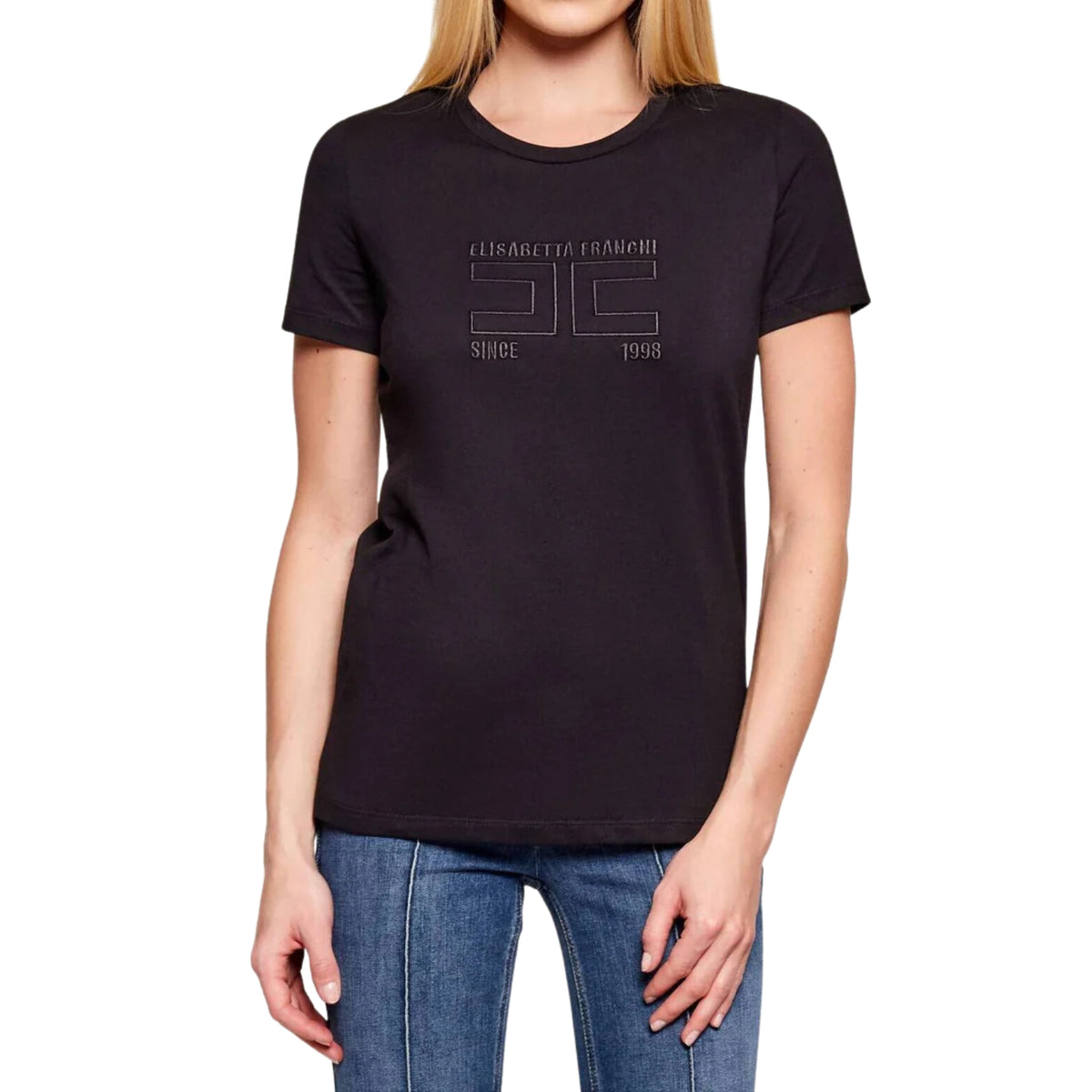 T-shirt con logo ricamato a filo - Nero