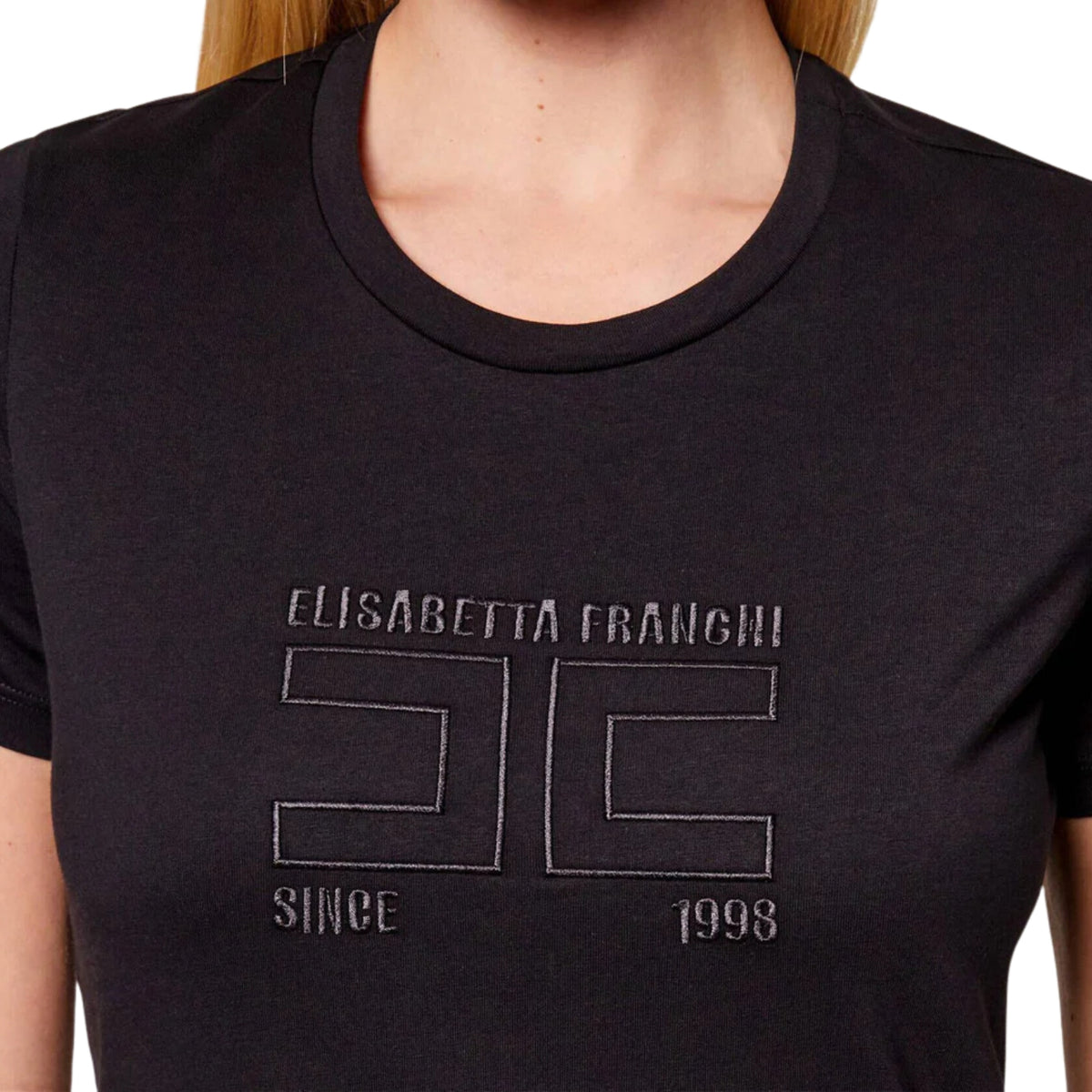 T-shirt con logo ricamato a filo - Nero