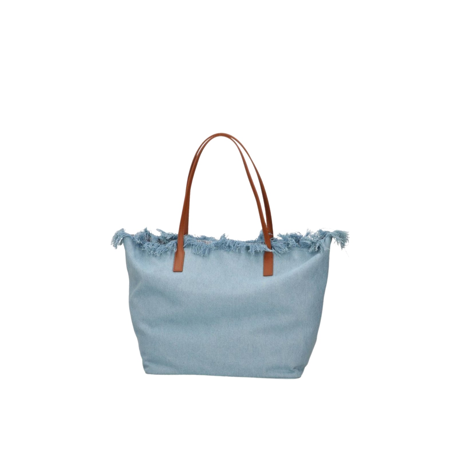 Borsa shopper City medium con frange - DENIM