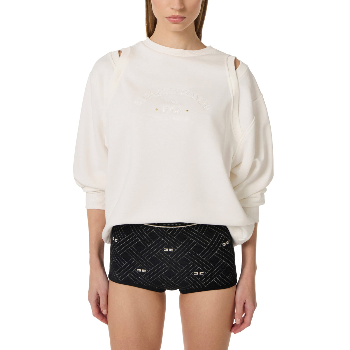 Felpa con cut-out sulle spalle - Avorio