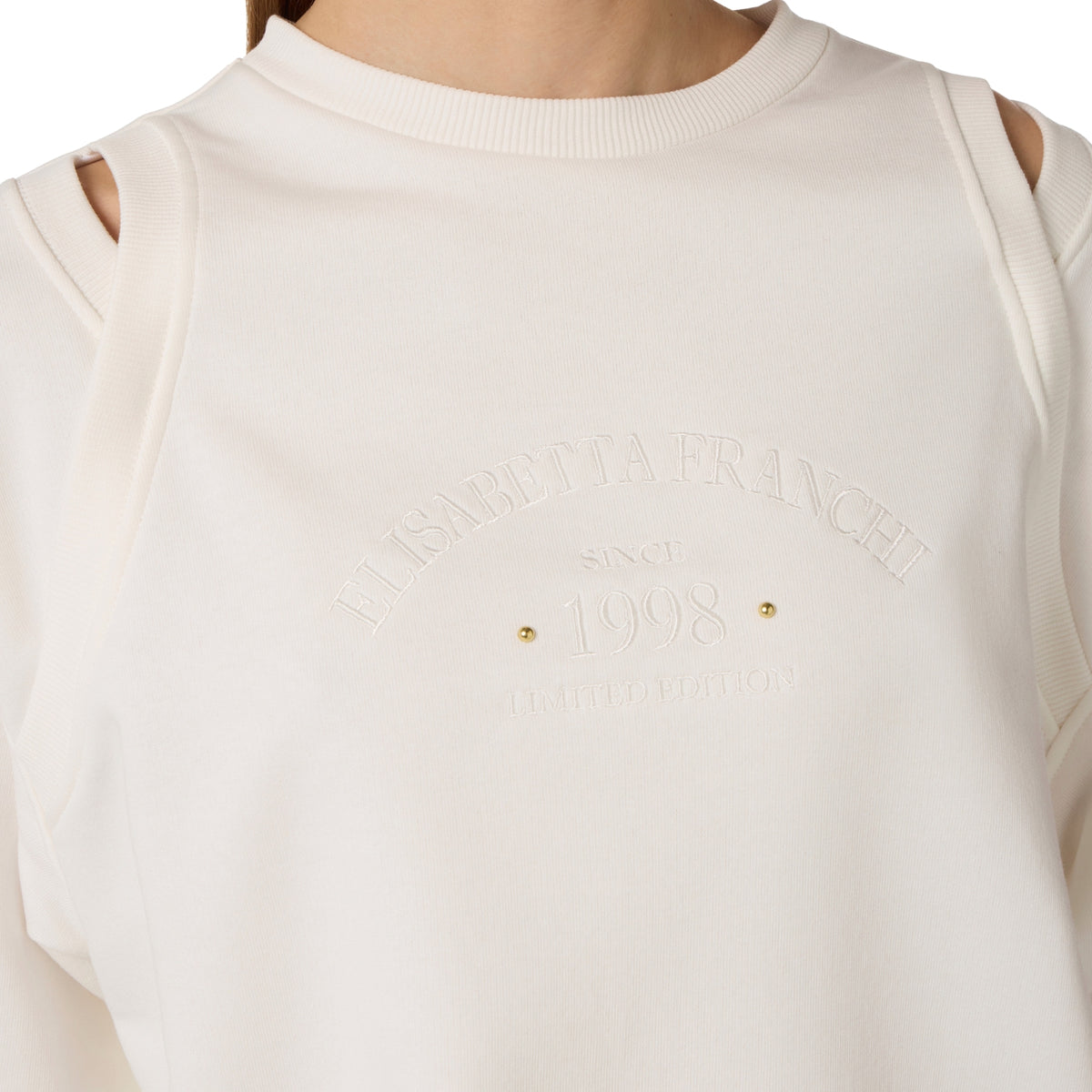 Felpa con cut-out sulle spalle - Avorio