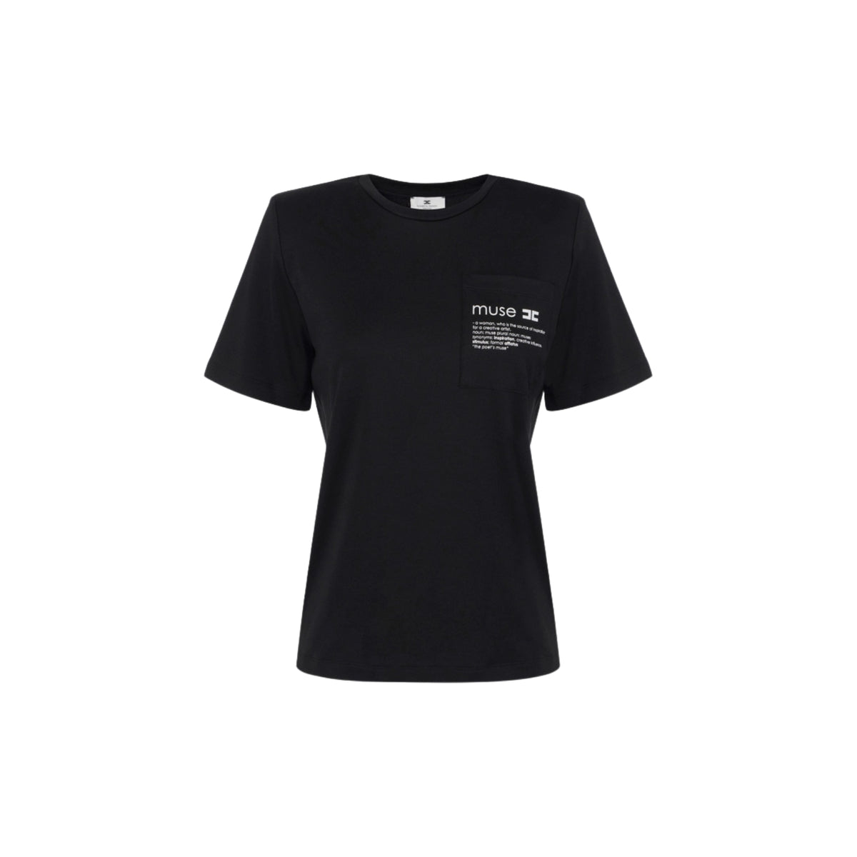 T-shirt con taschino e spalle strutturate - Nero