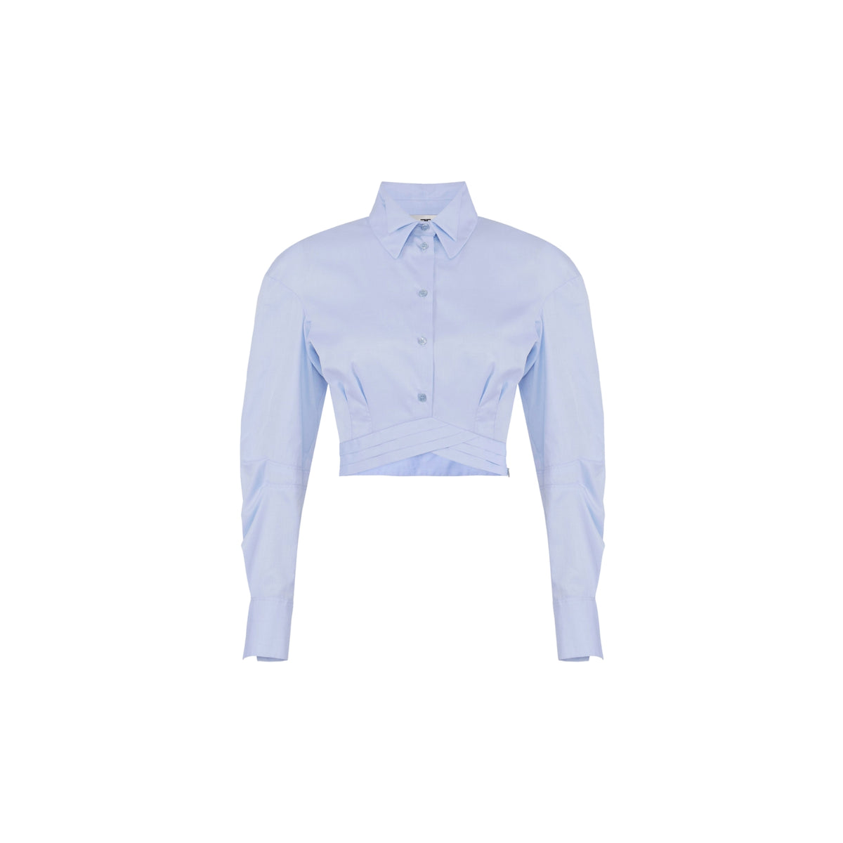 Camicia con doppio colletto smoking e fascione plissé - Oxford