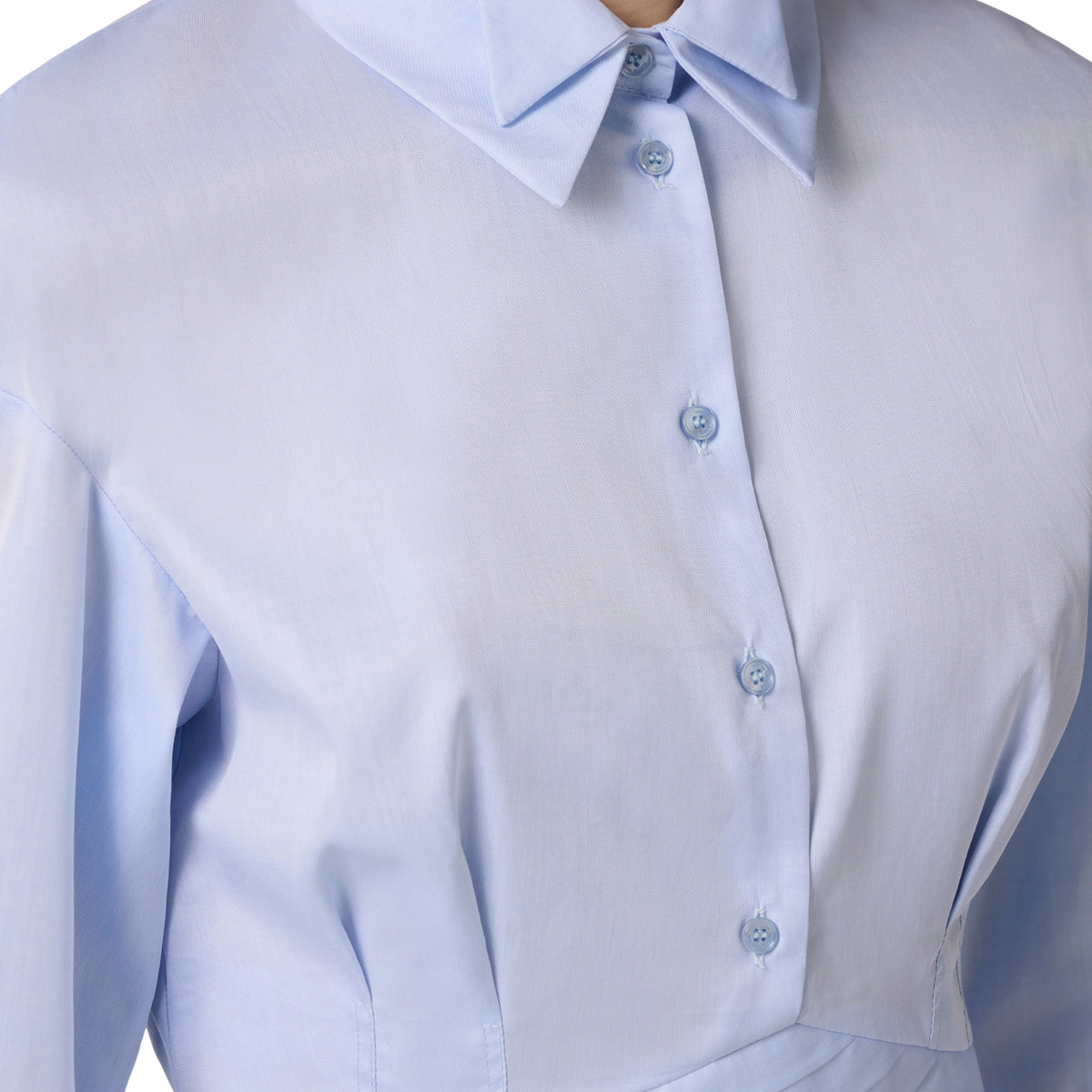 Camicia con doppio colletto smoking e fascione plissé - Oxford