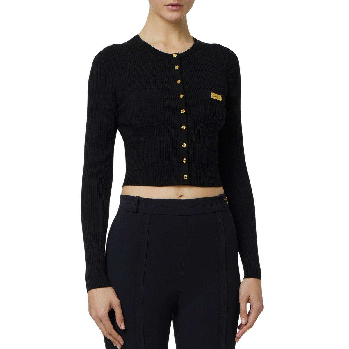 Cardigan con micro-trecce - Nero