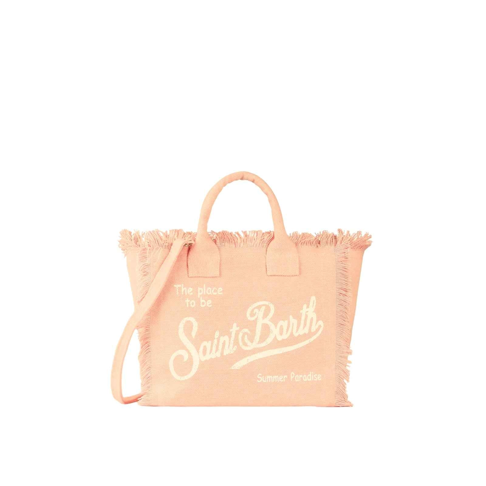 Borsa in tela di cotone con frange - ROSA