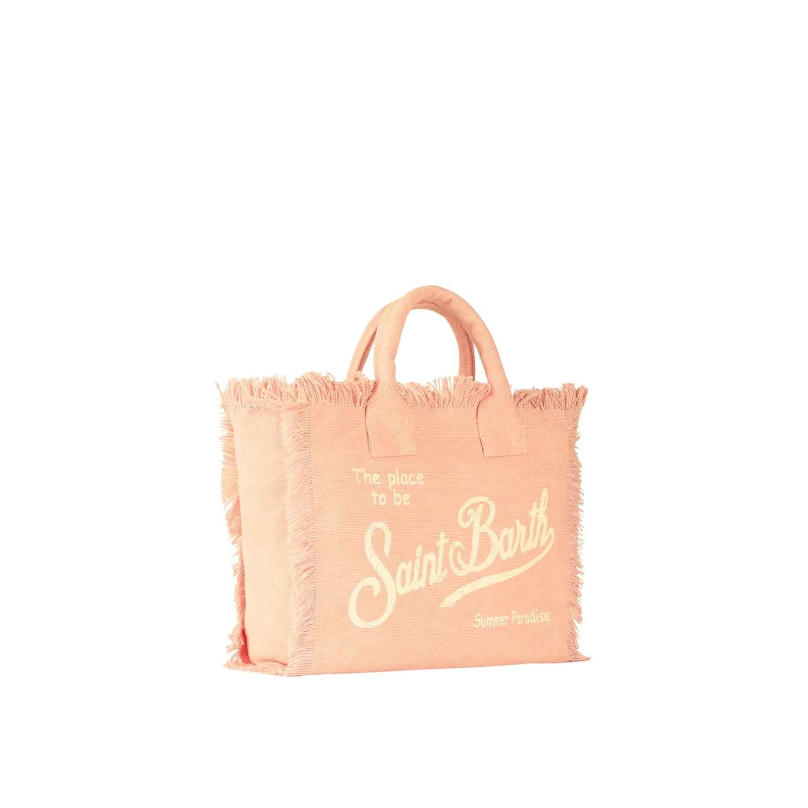 Borsa in tela di cotone con frange - ROSA