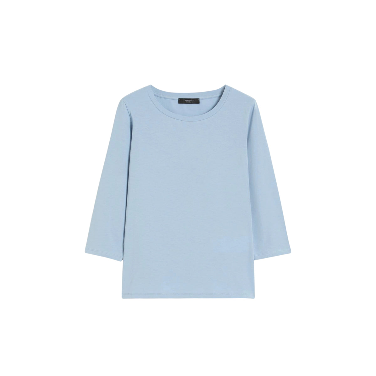 T-shirt basic in jersey di cotone stretch - Celeste