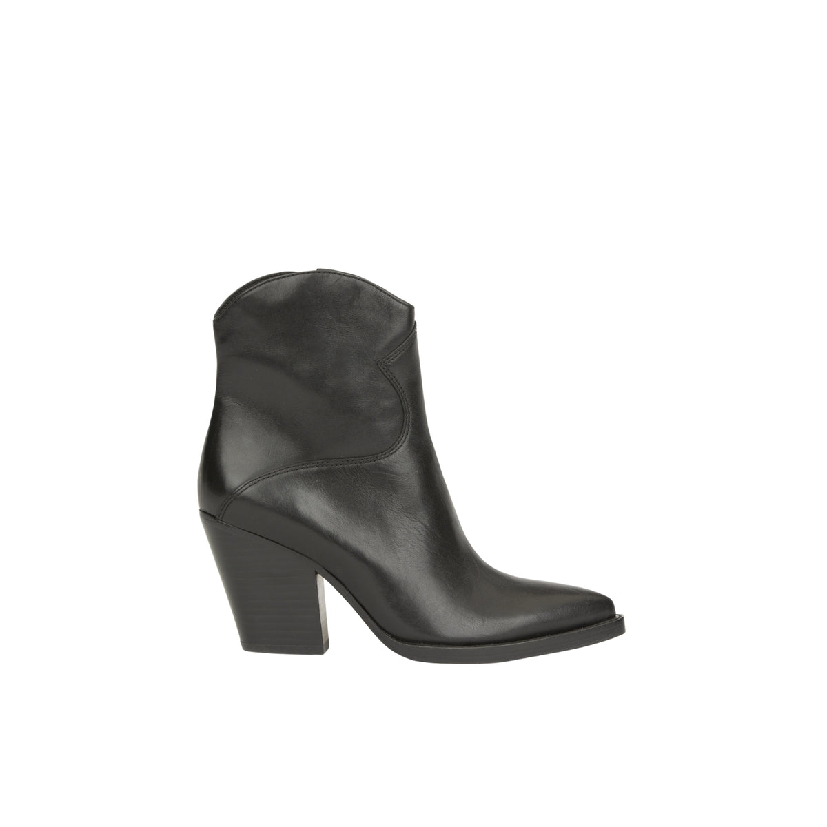 Stivaletto Judy in cuoio con zip laterale - Black