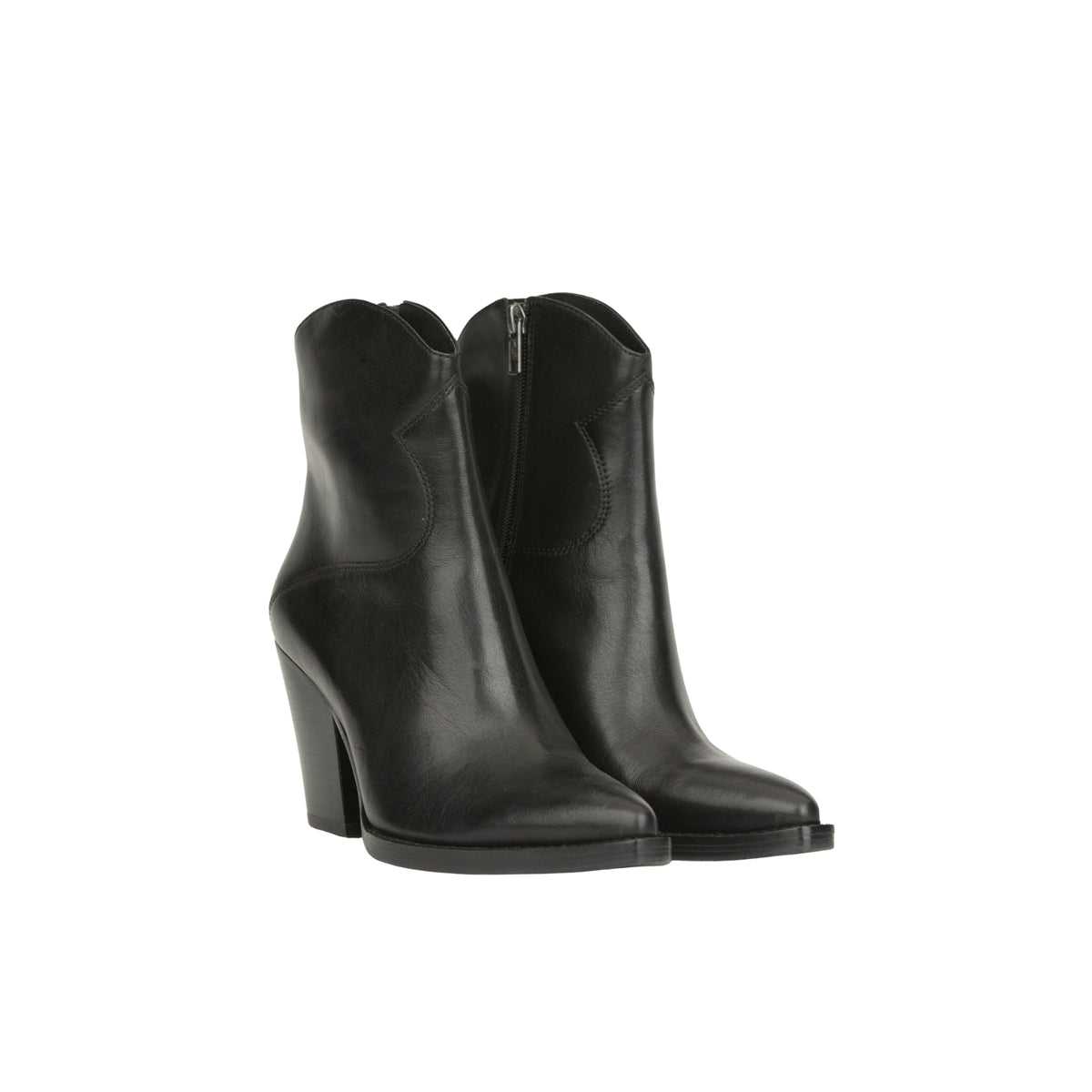 Stivaletto Judy in cuoio con zip laterale - Black