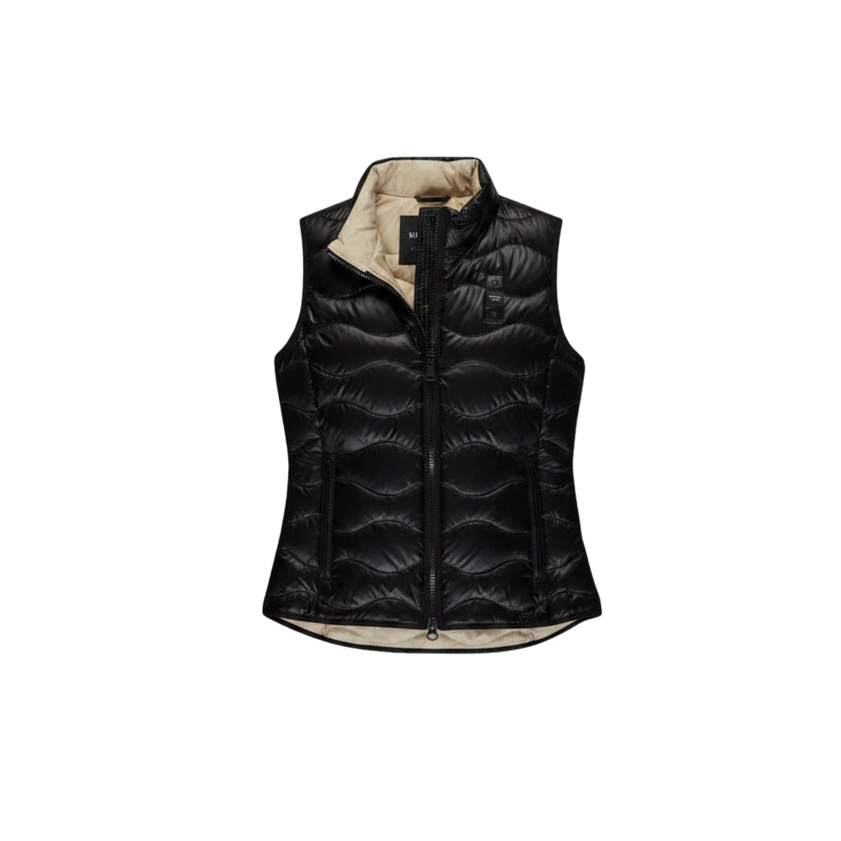 Gilet imbottito con impuntura a onde - Nero