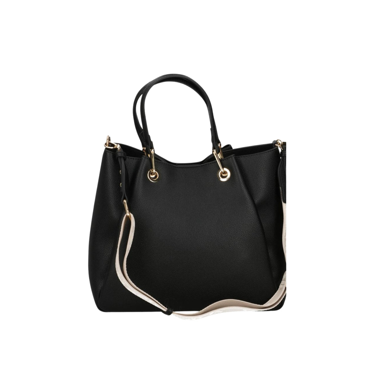Maxi hand bag con tracolla jacquard - Nero