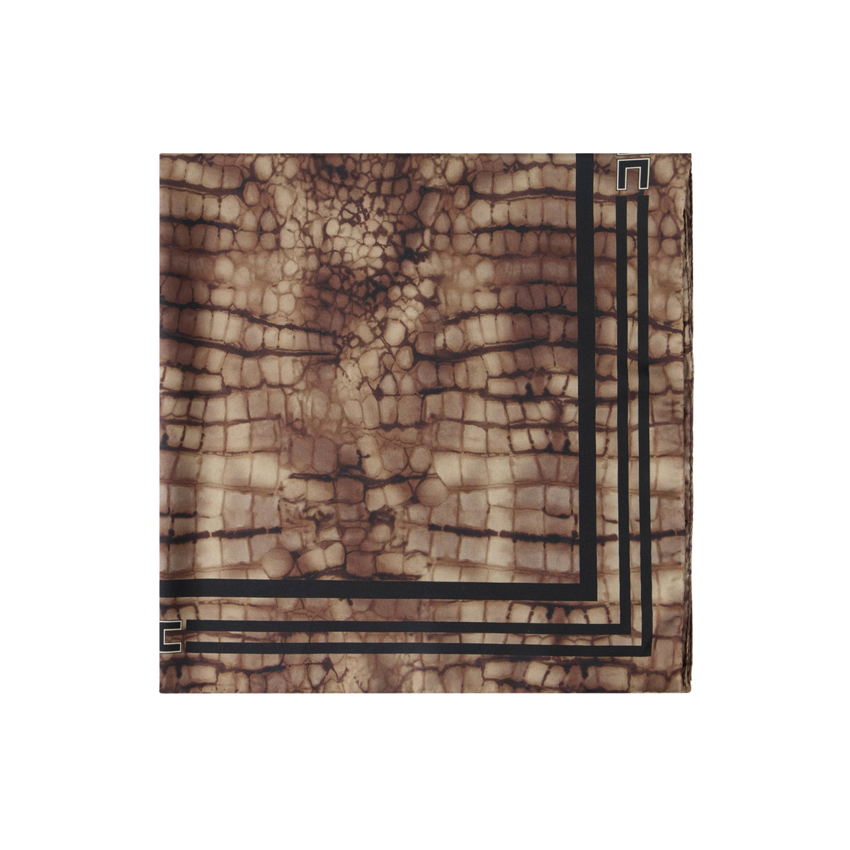 Foulard in twill di seta stampa alligatore - Cacao