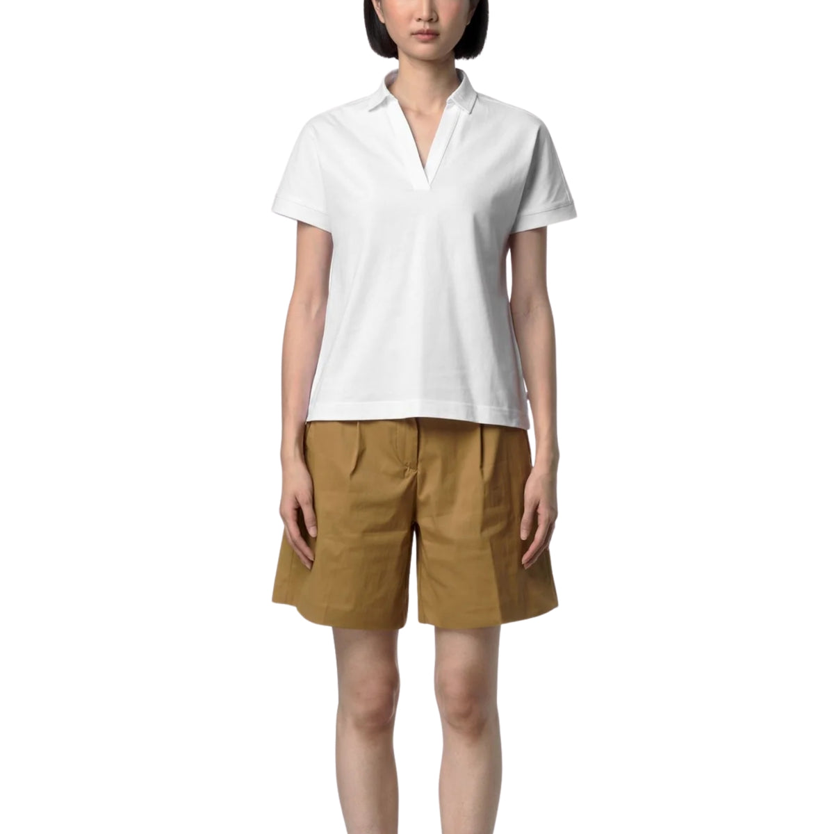 Polo Iselie scollo a V - Bianco