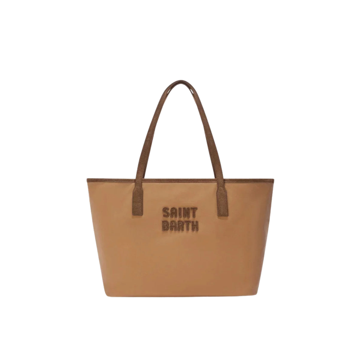 Borsa Medium City in tessuto cerato con ricamo logo - BEIGE