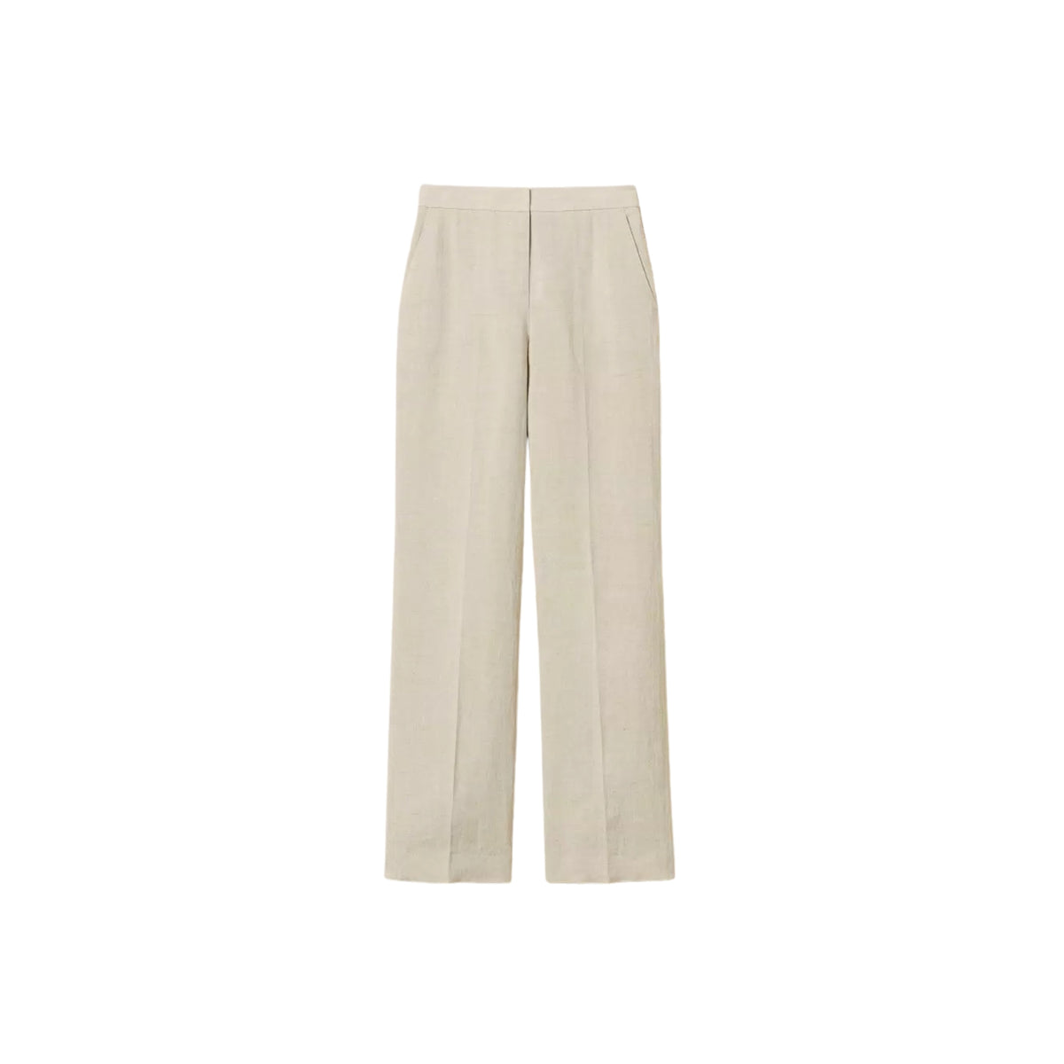 Pantaloni in lino naturale con lurex - Avorio